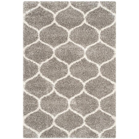 Safavieh 2 ft.-3 in. x 3 ft.-9 in. SGH-Hudson Power Loomed Accent Shag Rug; Grey & Ivory SGH280B-24